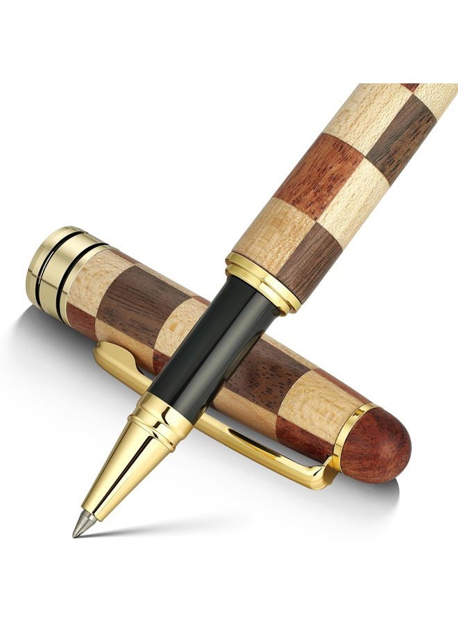 BEILUNER Luxury Wood Ballpoint Pen Writing Set, Chess Style - Elegant Fancy Nice Gift Pen Set for Signature Executive Business Office Supplies - Gift Boxed with Extra Refills (Black) - Image 1
