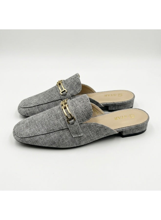 SKY WING Mules for Womens Flats Buckle Backless Denim Loafers Comfortable Casual And Fashion Business Slip On Shoes - Image 5