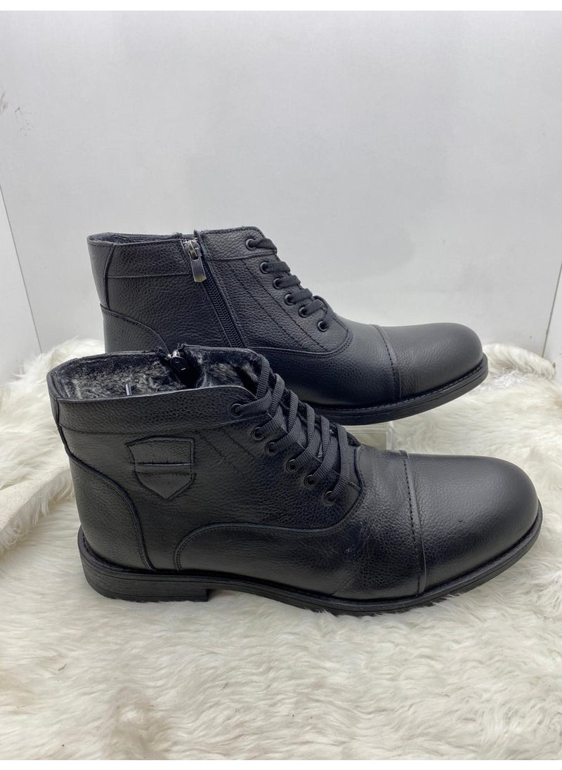 Çiğdem Kundura Çiğdem Black Real Leather Zippered Special Series Large Size Men's Boots (Gamze 452) - Black - 46 - ST01545-BLACK-46  - Image 1