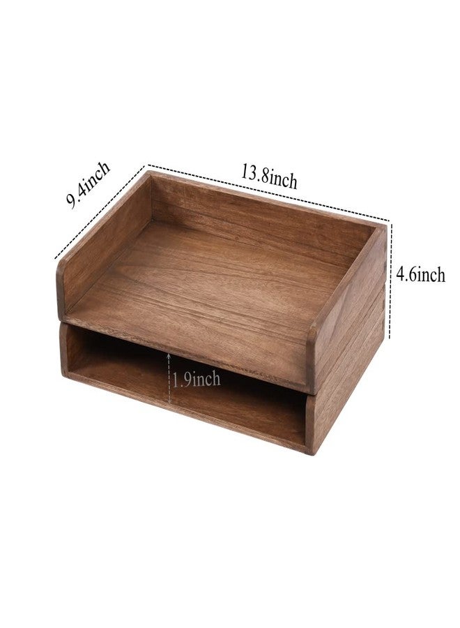 صواني ملفات مكتبية قابلة للتكديس من DDYURI لمجلات بحجم Letter/A4 - رف خشبي لتنظيم المستندات المكتبية - رف خشبي لتنظيم الملفات - عبوة من قطعتين داكنة (2CTP-DK) - Image 5