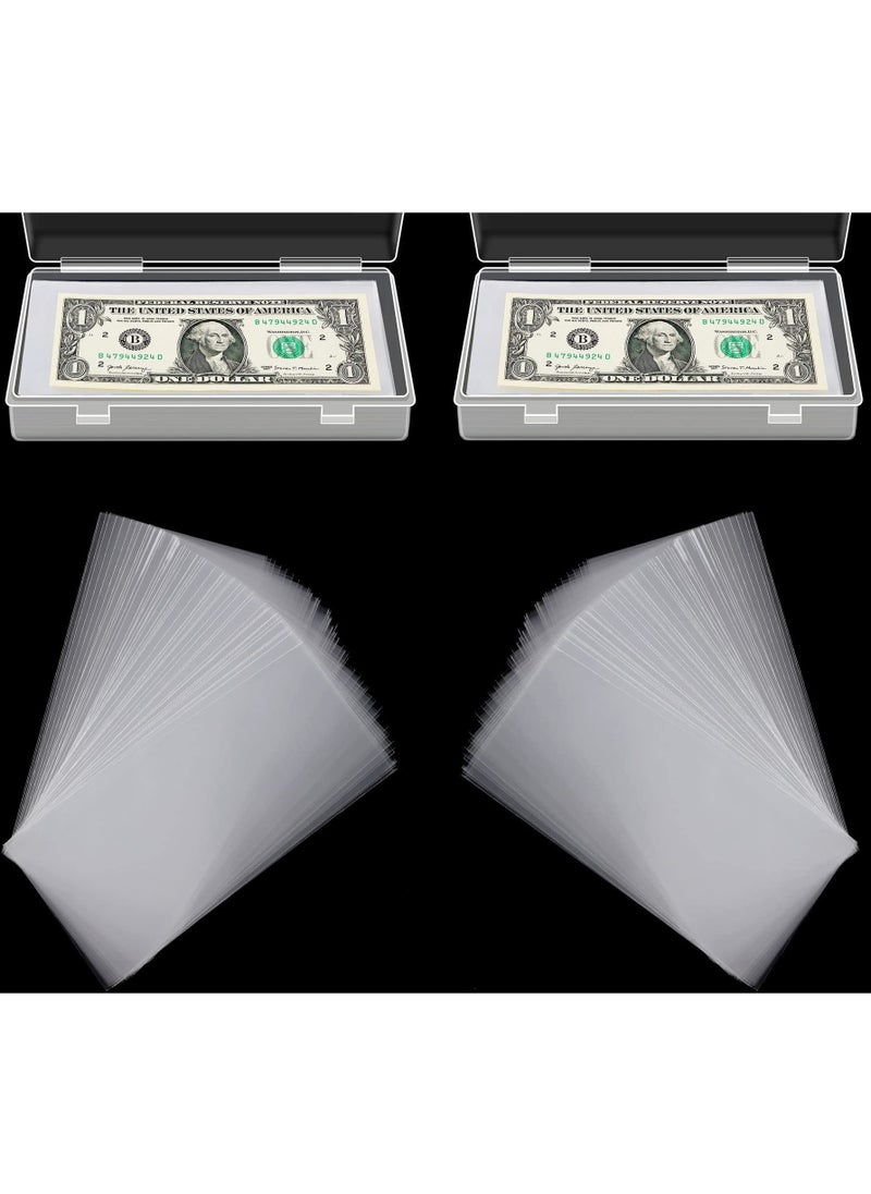 SYOSI - 200 Pieces Currency Sleeves, Plastic Paper Money Holders, for Collectors Bill Holders Money Sleeves Protector for Regular Bills Protector Case Supplies - Image 1