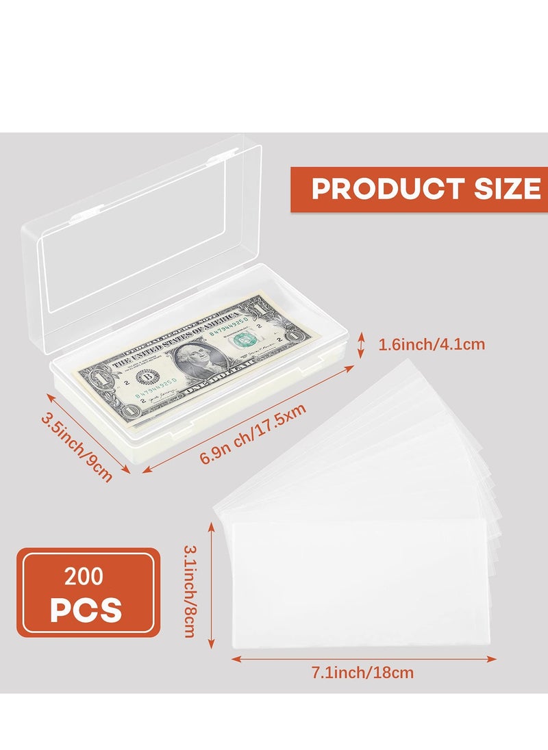SYOSI - 200 Pieces Currency Sleeves, Plastic Paper Money Holders, for Collectors Bill Holders Money Sleeves Protector for Regular Bills Protector Case Supplies - Image 1