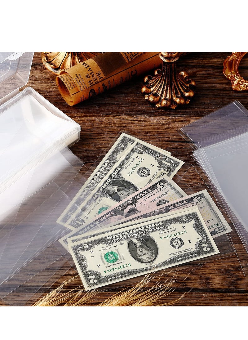 SYOSI - 200 Pieces Currency Sleeves, Plastic Paper Money Holders, for Collectors Bill Holders Money Sleeves Protector for Regular Bills Protector Case Supplies - Image 1