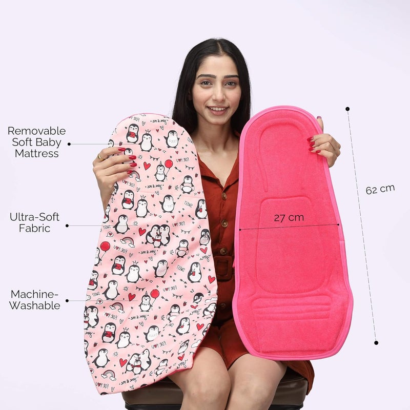 HOOPA وسادة تغذية HOOPA 2 في 1 مع مرتبة قطنية ناعمة (فراولة) | وسادة رضاعة | حامل رضيع | حديثي الولادة حتى 4 أشهر | دعم كامل للجسم | وسادة رضاعة | وسادة للأطفال - Image 2