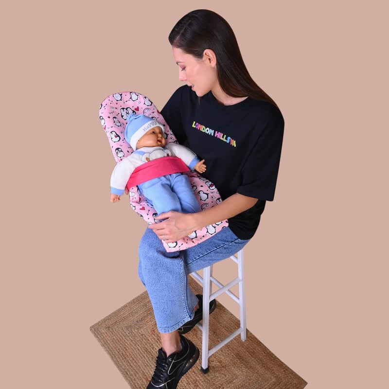 HOOPA وسادة تغذية HOOPA 2 في 1 مع مرتبة قطنية ناعمة (فراولة) | وسادة رضاعة | حامل رضيع | حديثي الولادة حتى 4 أشهر | دعم كامل للجسم | وسادة رضاعة | وسادة للأطفال - Image 5