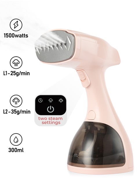 1500W Handheld Garment Steamer for Clothes – Portable Steam Iron with 2 Adjustable Steam Levels, 300mL Tank & Powerful Penetration, Quick Wrinkle Remover