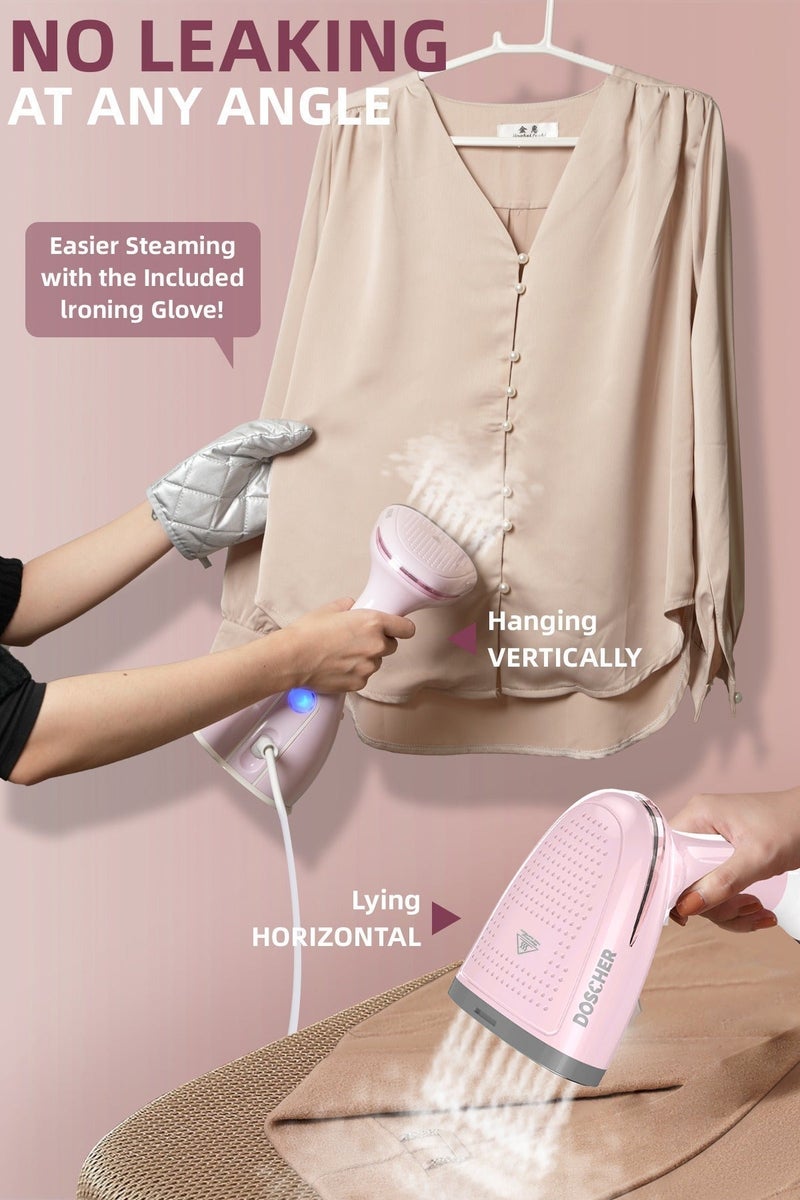 DOSCHER 1500W Handheld Garment Steamer for Clothes – Portable Steam Iron 280mL Tank & Powerful Penetration, Quick Wrinkle Remover - Image 3