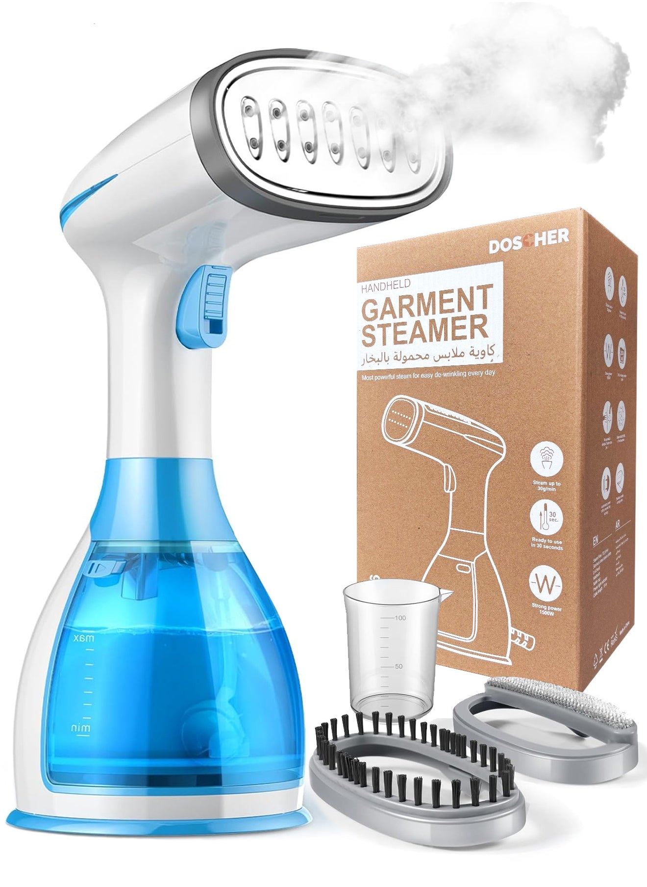 Steam Iron 1500W Handheld Steamer Garment Steamer for Clothes Portable Iron Steam with Strong Penetrating 280ml 