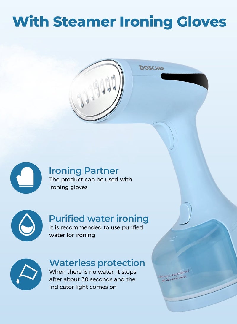 DOSCHER [Upgrade]1600 Watts Handheld Garment Steamer – Portable Steam Iron for Clothes with 3 Steam Levels & 25s Fast Heat-up, Wrinkle Remover - Image 3