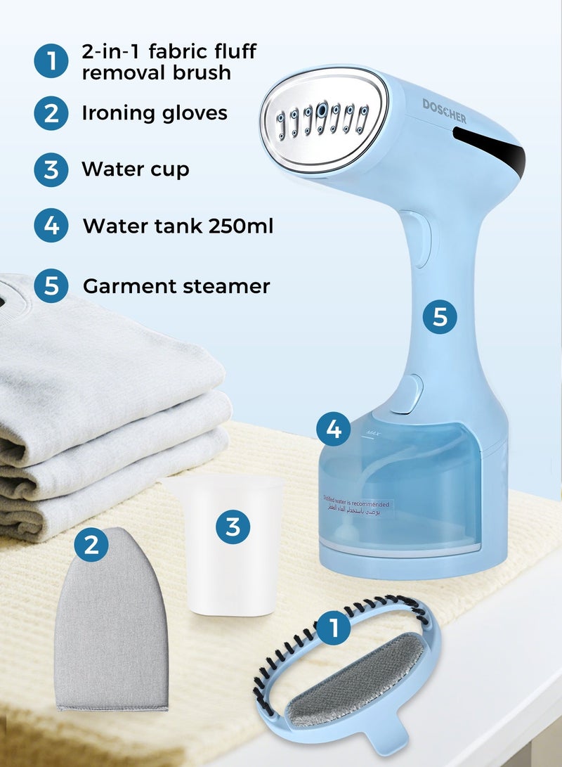 DOSCHER [Upgrade]1600 Watts Handheld Garment Steamer – Portable Steam Iron for Clothes with 3 Steam Levels & 25s Fast Heat-up, Wrinkle Remover - Image 5