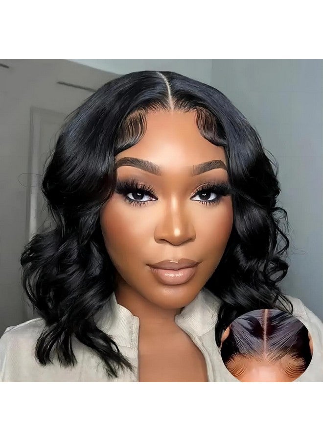 ISEE Wear And Go Glueless Wigs Human Hair Pre Plucked Pre Cut Short Bob Body Wave Lace Front Wigs Human Hair For Women Upgraded Glueless Bob Wig No Glue 6X4 Hd Lace Closure Wigs (16 Inch) - Image 1