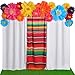 Tingjoo 19 Pcs Mexican Fiesta Decorations Set Mexican Paper Flowers Polyester Backdrop Curtains Backdrop Fiesta Party Decorations Supplies Set for Cinco De Mayo Party Wedding Birthday WhiteFlower - Image 3