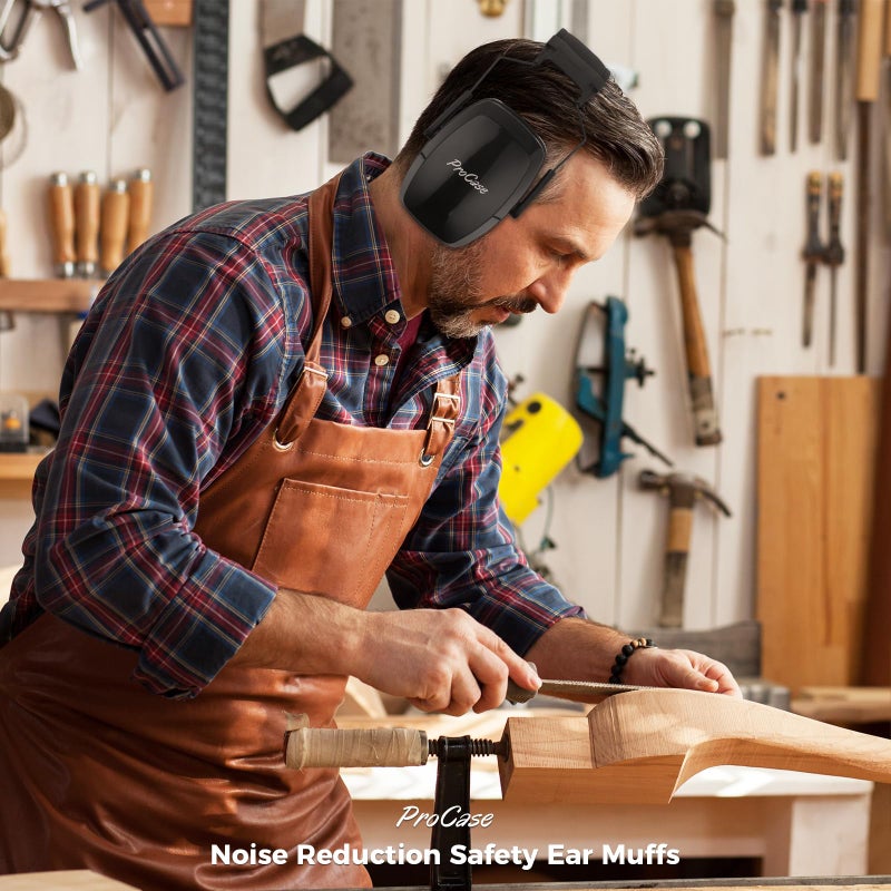 ProCase Noise Cancelling Ear Muffs SNR 33dB, Ear Hearing Protection Headphones for Adults, Sound Proof Ear Defenders for Work, Mowing, Shooters Shooting Gun Range, Construction -Black - Image 5