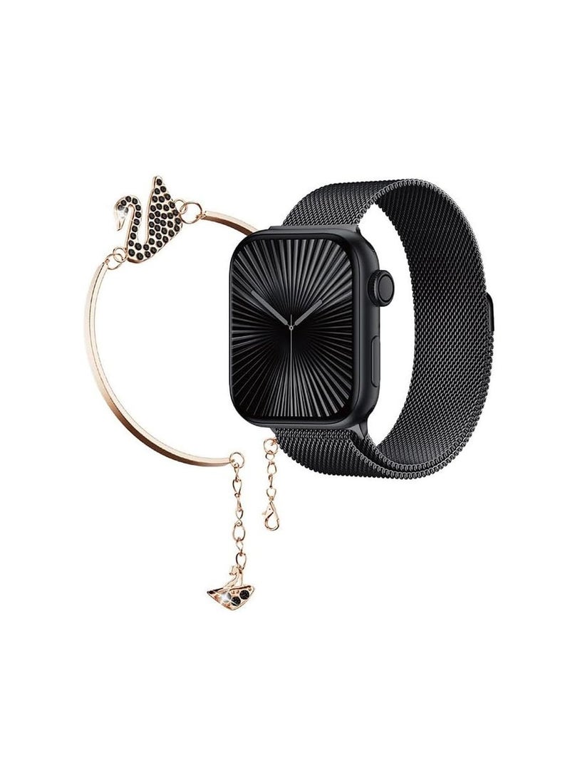 Haino Teko HainoTeko SQ-16 Mini Series 10 AMOLED Display Smart Watch With Stylish Bracelet 3 Pair Straps and Charging Cable Designed for Ladies (Black) - Image 2