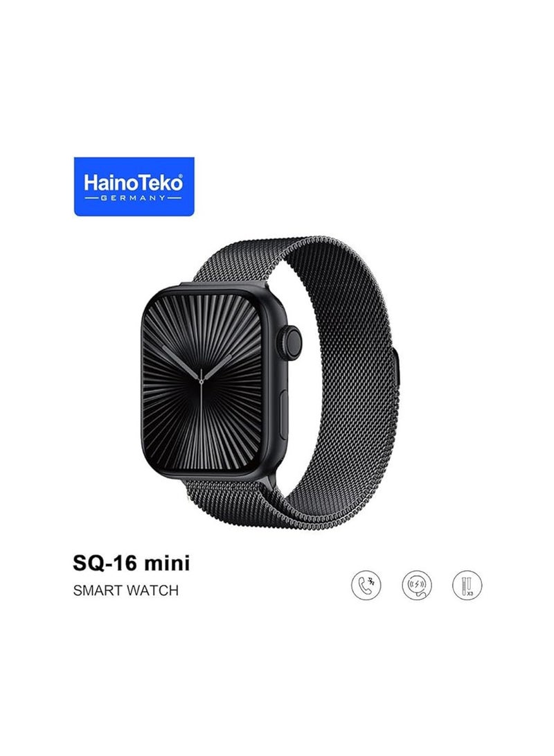 Haino Teko HainoTeko SQ-16 Mini Series 10 AMOLED Display Smart Watch With Stylish Bracelet 3 Pair Straps and Charging Cable Designed for Ladies (Black) - Image 5