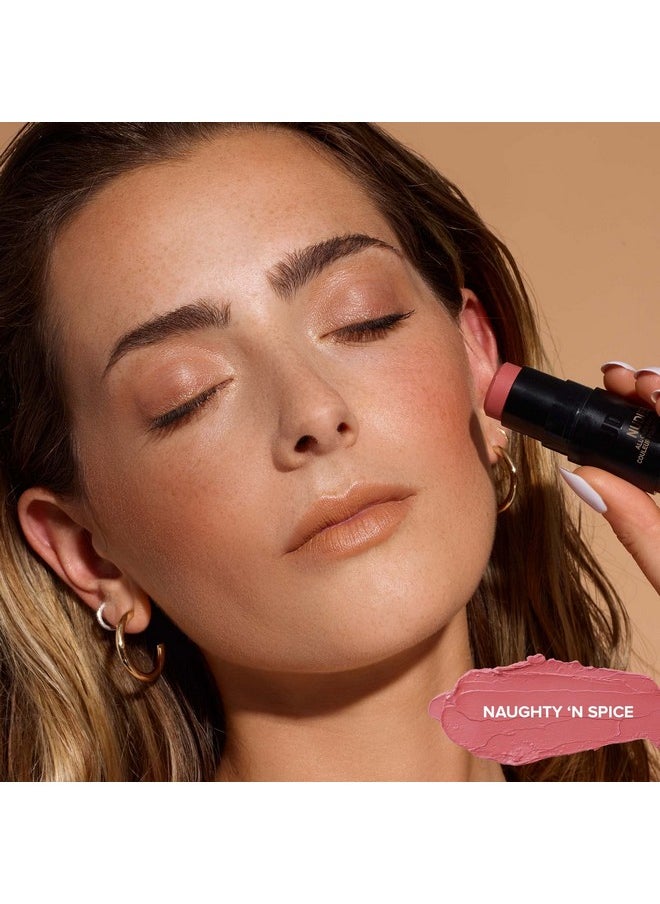 NUDESTIX Nudies Matte Cream Blush 3In1 All Over Face Colour For Cheeks Eyes And Lips Wblending Brush (Naughty N' Spice)  - Image 5