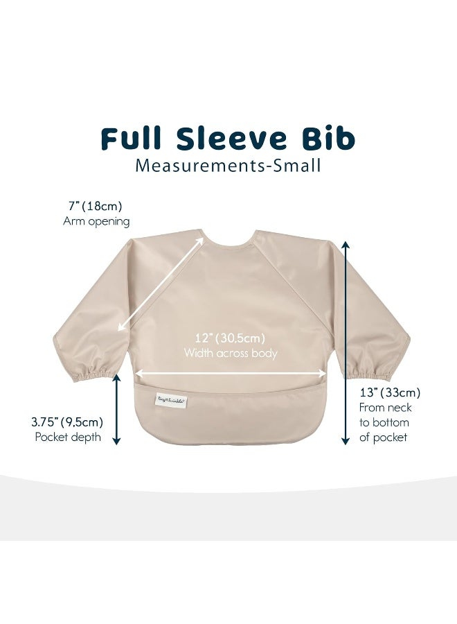 Tiny Twinkle Mess Proof Baby Bibs, 2pk Waterproof Smock Baby Bibs for Eating, Machine Washable Long Sleeve Bibs, Baby Led Weaning, Toddler Bibs, BLW Supplies (Periwinkle Putty, Small 6-24 Months) - Image 2
