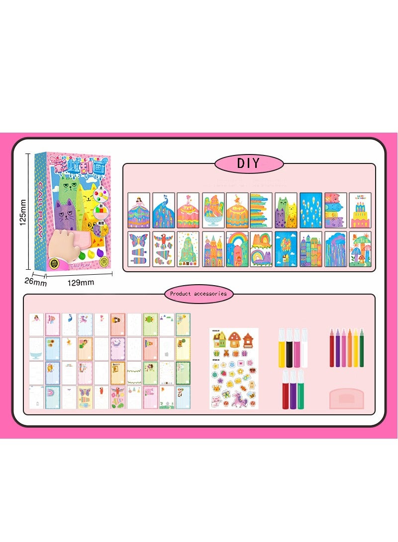 Kenzs Rainbow dot color scratch painting DIY children's fun bookmark handmade graffiti scratch painting paper postcard toy - Image 2