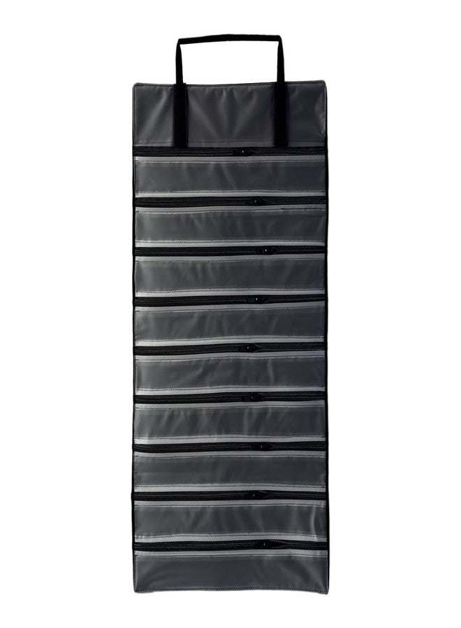 UnionPlus Velvet Jewelry Roll Organizer, 9/11 Grids - Travel Jewelry Case with Zippered Compartments for Necklaces - Compact Portable Jewelry Storage, Black - Image 4