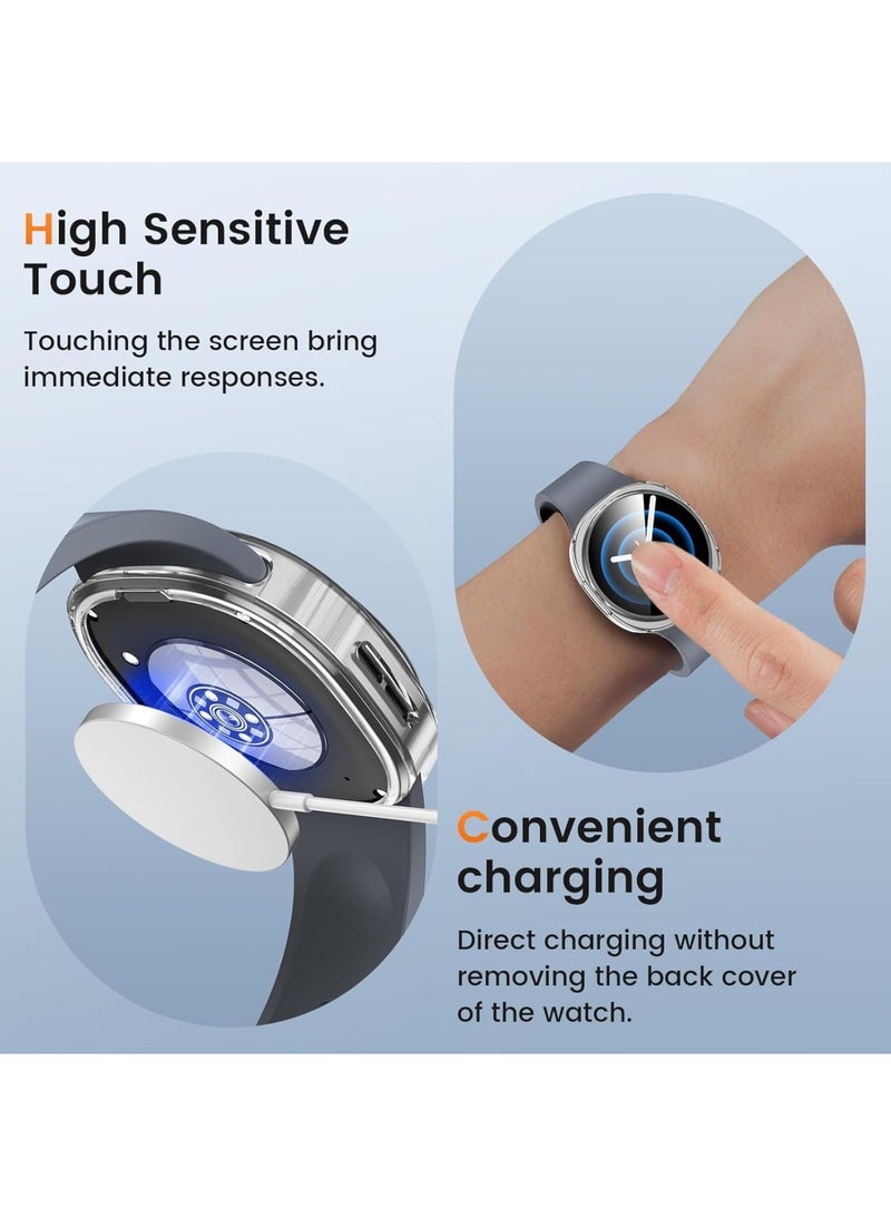 SYOSI Smartwatch Screen Protector for Galaxy Watch 8 44mm, Soft TPU Bumper Cases for All-Around Protection Against Drops, Scratches and Bumps, 3 Pack, (Clear+Black+Silver) - Image 4