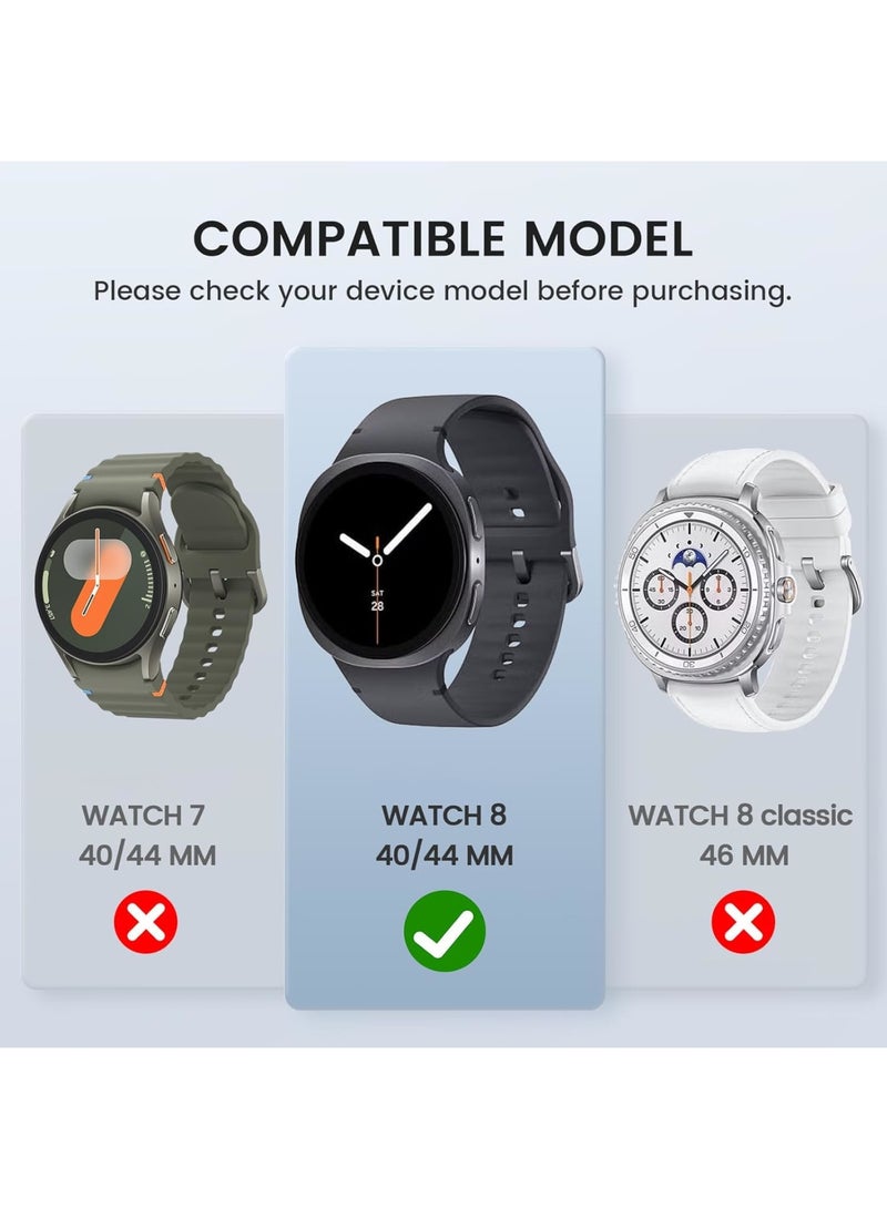 SYOSI Smartwatch Screen Protector for Galaxy Watch 8 44mm, Soft TPU Bumper Cases for All-Around Protection Against Drops, Scratches and Bumps, 3 Pack, (Clear+Black+Silver) - Image 3