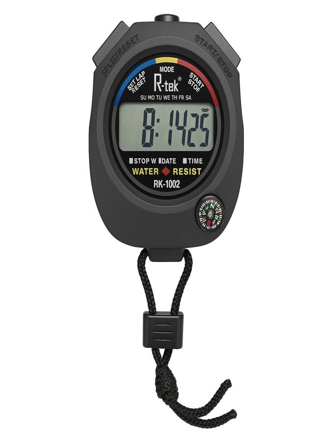 R-TEK Digital Stopwatch Timer for Sports & Training | Waterproof Electronic Stopwatch with Large LCD, Date Time Alarm & Lap Counter | Running Gym Coach Outdoor - Image 1