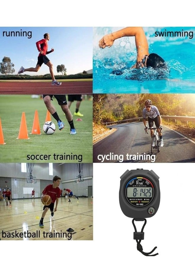 R-TEK Digital Stopwatch Timer for Sports & Training | Waterproof Electronic Stopwatch with Large LCD, Date Time Alarm & Lap Counter | Running Gym Coach Outdoor - Image 4