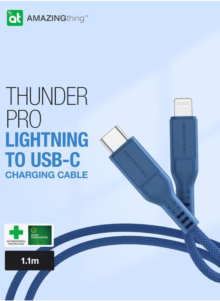 AMAZINGthing - Thunder Pro Lightning to USB-C PD 30W 3.2A Fast Charge Cable [1.1 Meter] - Blue - Image 1