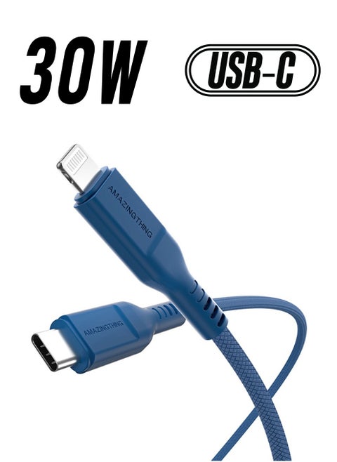 Thunder Pro Lightning to USB-C PD 30W 3.2A Fast Charge Cable [1.1 Meter] - Blue