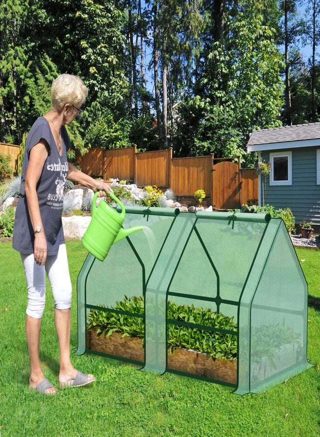 بي بي أس دفيئة صغيرة من بي بي إس مع غطاءين قابلين للاستبدال، دفيئة حديقة محمولة بأبواب بسحاب قابلة للطي، محمية من الأشعة فوق البنفسجية للنباتات والأعشاب الداخلية والخارجية، 6 × 3 × 3 قدم - Image 2
