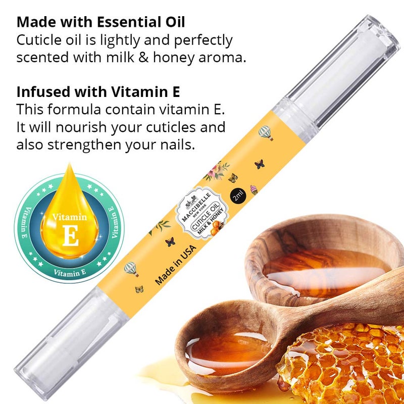 maccibelle Maccibelle Milk & Honey Pure Cuticle & Nail Oil Pen 2ml Heals Dry Cracked Cuticles. - Image 2