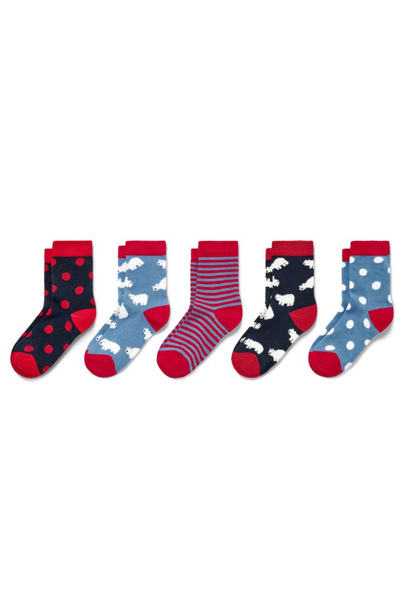 Tchibo Toddlers Boy 5 Pairs Graphic Socks, Red  - Image 2