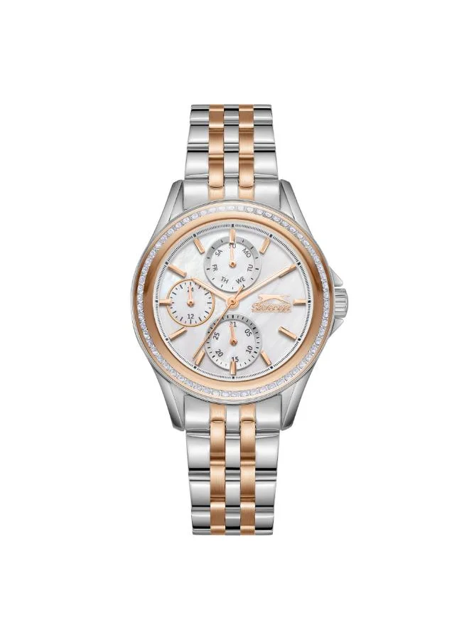 Slazenger SLAZENGER SL.9.2392.4.02 Women's Multi Function Display Watch & Metal Strap Silver/Rose Gold