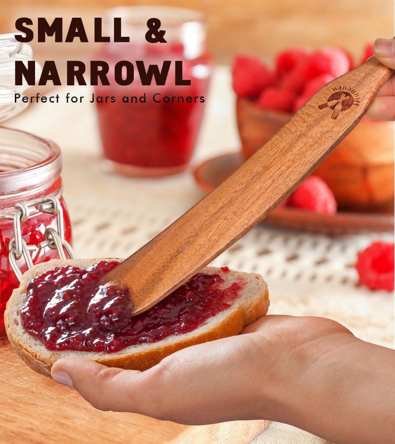 ICSTI Skinny Spurtle for Sourdough Starter  Mixing  Reaching Bottom of Jar  Dough Whisk  Natural from High Moist Resistance Teak  Spurtles Kitchen Tools Wooden Kitchen Utensils for NonStick Cookware - Image 5