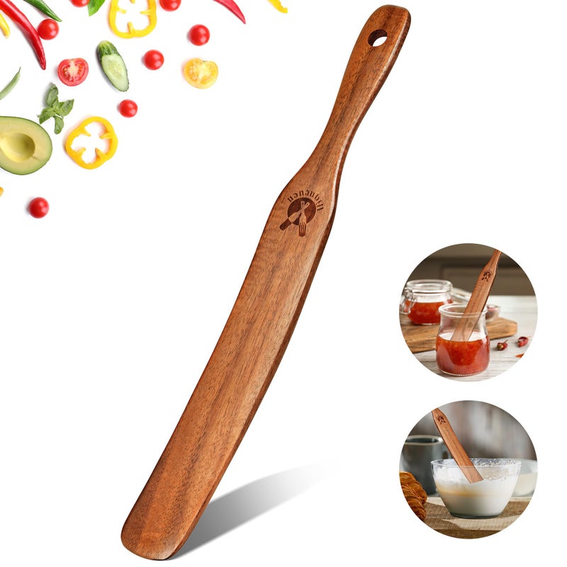 ICSTI Skinny Spurtle for Sourdough Starter  Mixing  Reaching Bottom of Jar  Dough Whisk  Natural from High Moist Resistance Teak  Spurtles Kitchen Tools Wooden Kitchen Utensils for NonStick Cookware - Image 1