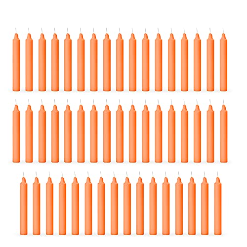 AURA DECOR AuraDecor Pack of 50 Stick Candles || Especially Meant for Healing, Chakras, Ritual Candles, Decoration, Lighting, Home Decor || Burning Time 3 to 4 Hours Each (Orange), Paraffin Wax - Image 1