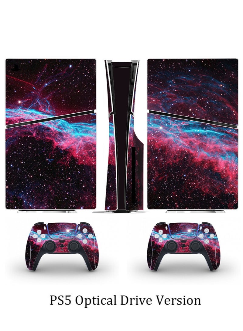 IINE PS5 Slim Optical Drive Version Sticker, Sony PS5 Slim Console Controller Skins Set, Skin Wrap Decal Sticker PS5 Slim Optical Drive Version, Protective Film Sticker for Nebula, Vinyl Cover Sticker  - Image 1