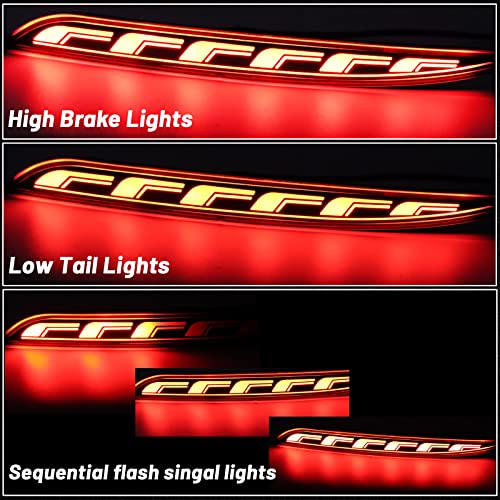 PGTOPONE Red LED Rear Bumper Reflectors Fog Brake Tail Light Lamps Turn Signal Light Plug and play Kit for Tesla Model Y 2021 2022 Accessories (Smoked, Model Y) - Image 3