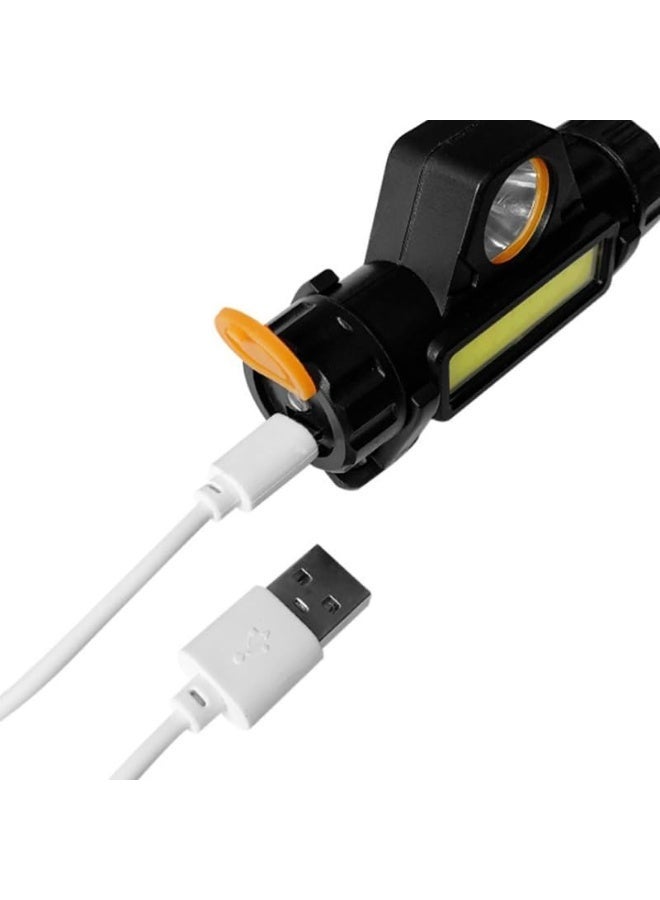 كشاف رأس LED قابل للشحن USB – مصباح أمامي فائق السطوع مقاوم لرذاذ الماء مع حزام رأس قابل للتعديل للتخييم والمشي والصيد والعمل - Image 2