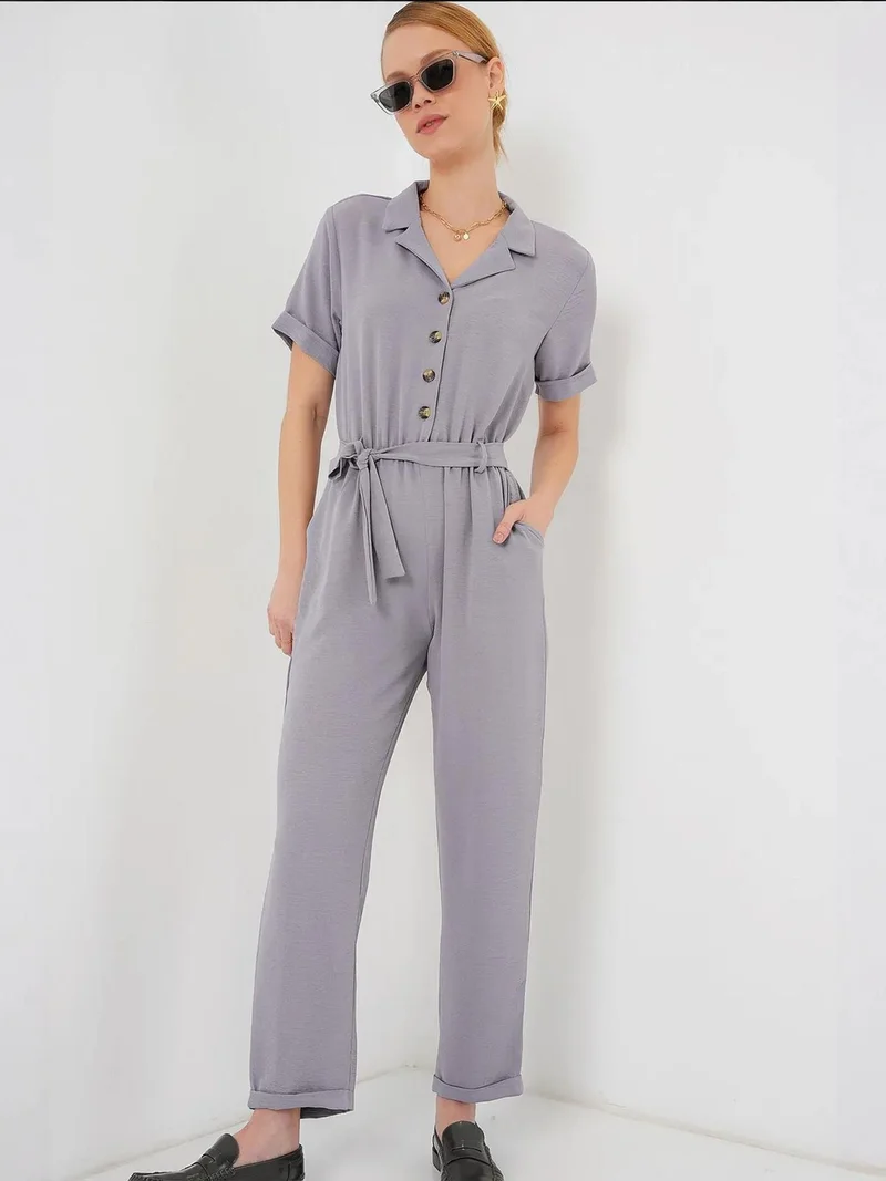 BDART Shirt Collar Relaxed Fit Jumpsuit with Bow