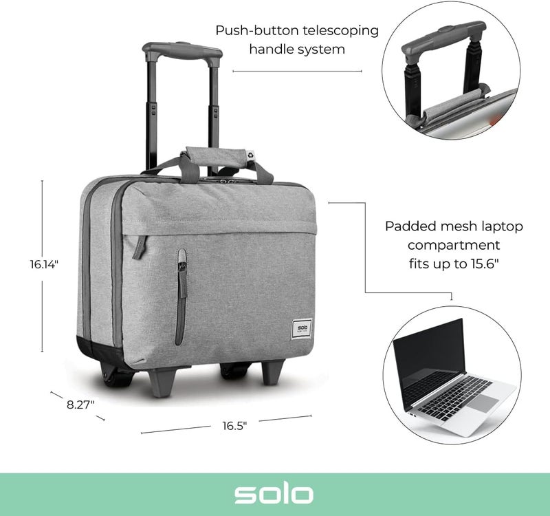 Solo New York Restart Underseat Rolling 156 Laptop Case Grey - Image 2