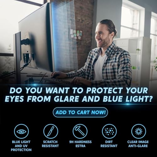 Brevynx [2 Pack] 24 inch Removable Anti-Glare Blue Light Screen Protector for 16:9 Computer Monitor – Anti-Glare, Anti-Scratch, PC Anti-UV Eye Protection Filter - Image 4