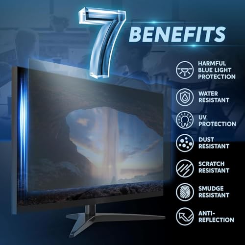 Brevynx [2 Pack] 24 inch Removable Anti-Glare Blue Light Screen Protector for 16:9 Computer Monitor – Anti-Glare, Anti-Scratch, PC Anti-UV Eye Protection Filter - Image 5