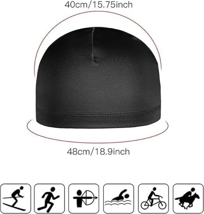 ChicAbode 6 Pack Helmet Liners, Outdoor Sports Hats, Helmet Liners, Sweat Wicking Hats, Running Hats, Cycling Beanies, Bicycle and Motorcycle Liner Caps, Washable, Classic Colors, Unisex, Black, Gray - Image 2