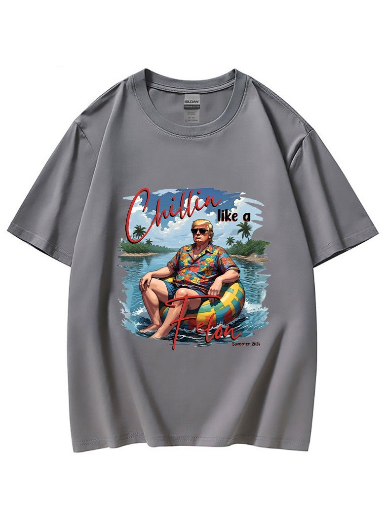 KUYING New Trump Print Short Sleeved Shirt
