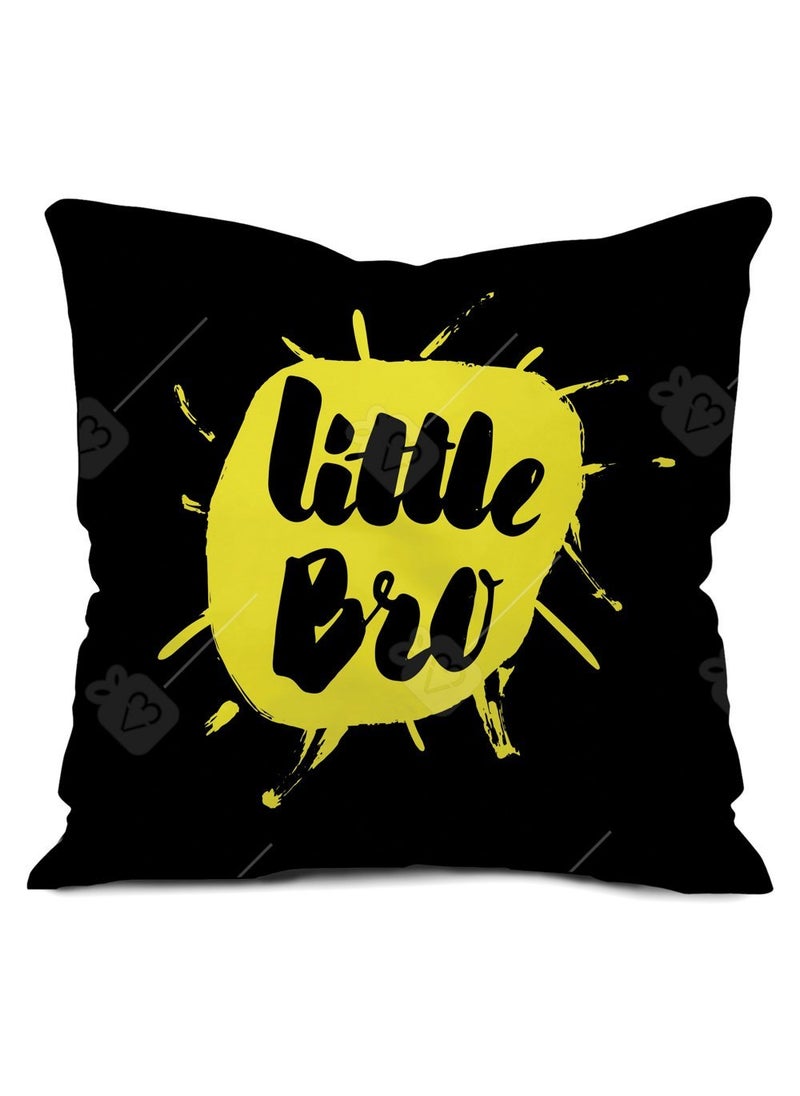 Indigifts Indigifts Rakhi Gift for Brother Lilttle Bro Quote Printed Gift Set of Cus 12"X12" with Filler, Mug 330 Ml, Crystal Rakhi, Roli & Greeting Card  - Image 2