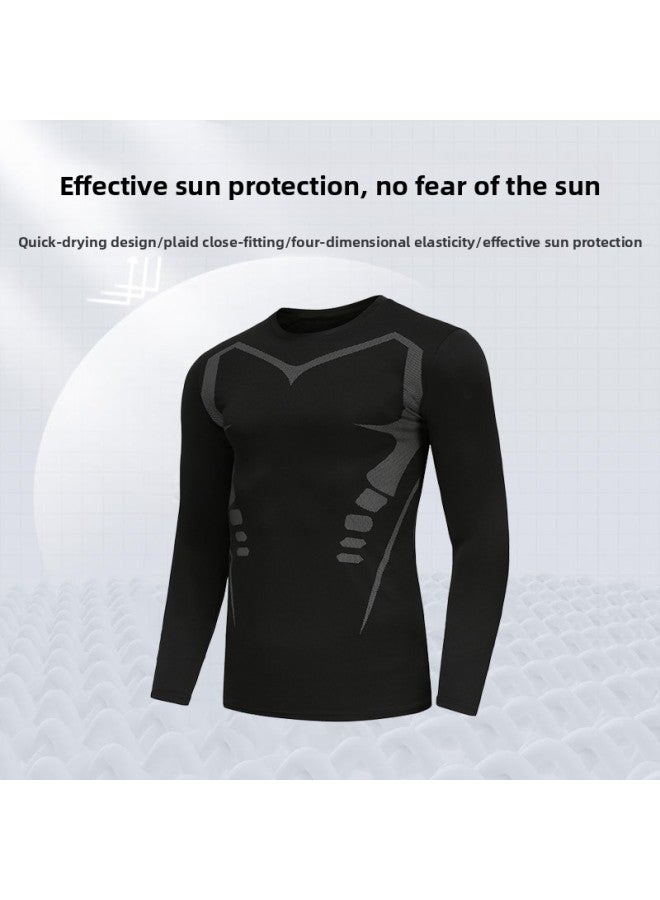 Men's Swimsuit Diving Suit Long Sleeve Trousers Full Body Equipment Jellyfish Suit Swimming Surfing Snorkeling Split Suit-Color:Gray Line Short Sleeves + Trousers + Shorts Come With Swimming Cap-