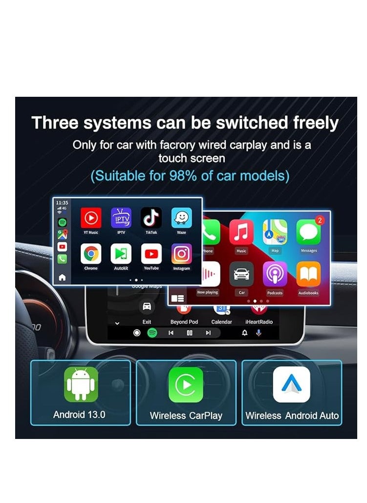 Carlinkit - Carlinkit Wireless Carplay Box 8GB RAM+128GB ROM Wireless Android Auto Car Adapter 3 In 1 Car AI Box Built In GPS Android 13 Dual Band Wifi Bluetooth - Image 1