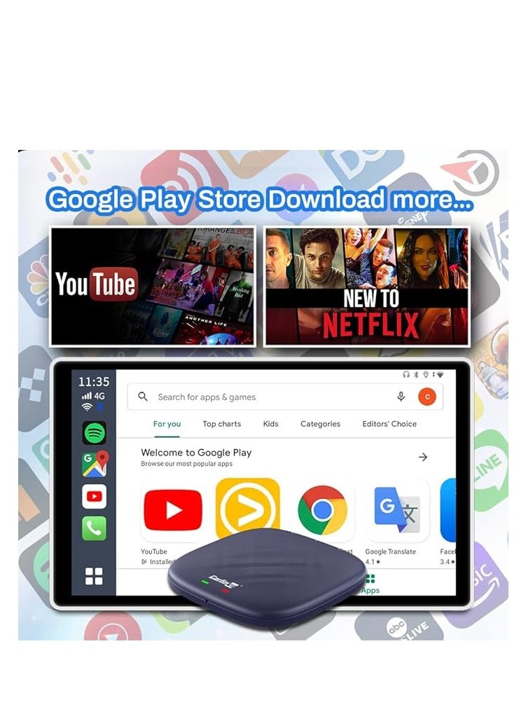 Carlinkit - Carlinkit Wireless Carplay Box 8GB RAM+128GB ROM Wireless Android Auto Car Adapter 3 In 1 Car AI Box Built In GPS Android 13 Dual Band Wifi Bluetooth - Image 1