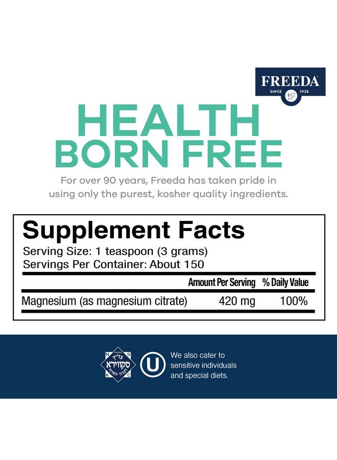 Freeda Magnesium Citrate Powder - Pure Magnesium Powder Gluten Free - Adult & Children’s Magnesium Citrate Supplement Organic Magnesium Citrate Drink - Mag Citrate Magnesium Mineral Supplements - 16 oz - Image 3